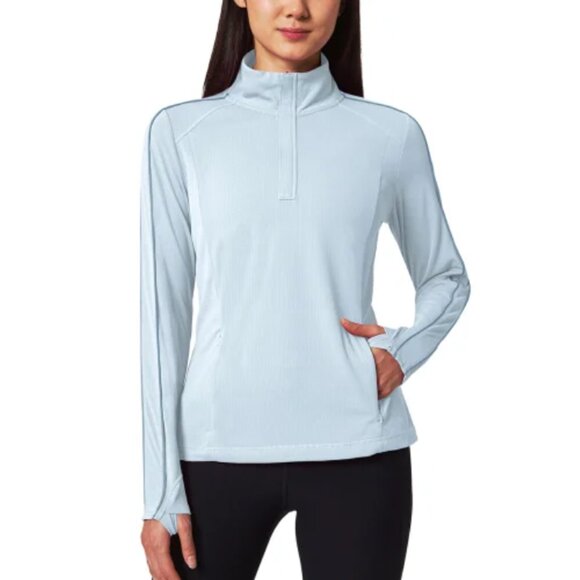 NEW Mondetta Quarter-Zip Pullover Long Sleeve Active Thumbhole Sport Top Shirt - Picture 1 of 4